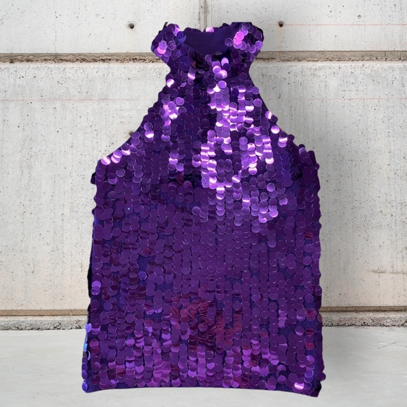 Tops - Purple sequin high neck top